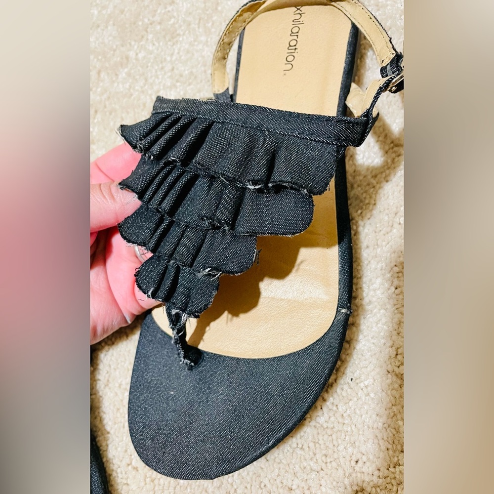 TRENDY Denim Ruffled Sandals Size 7